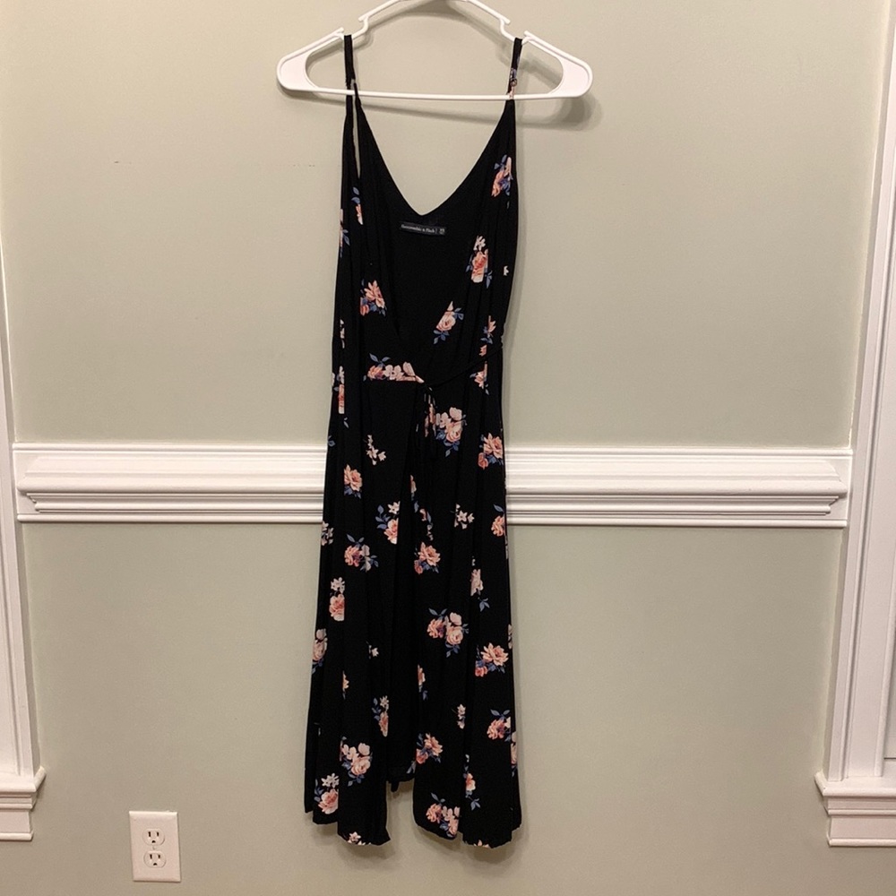 Abercrombie & Fitch Black Floral Wrap Dress